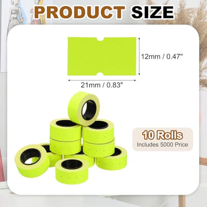 PATIKIL Pricing Labels Price Gun Labels Self-Adhesive 10 Rolls 5000pcs - color: Yellow