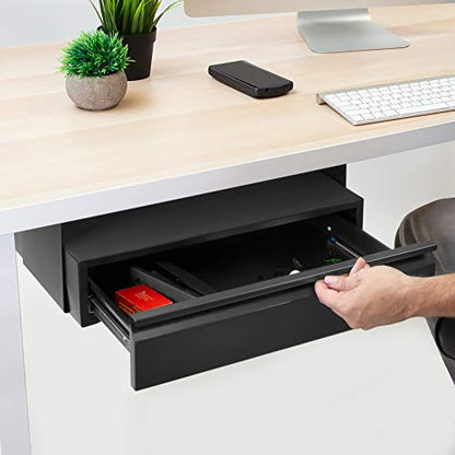 Mount-It! Under Desk Pull-Out Drawer with Shelf, Steel, 20.2 in, 11 lb Cap - size: Tall