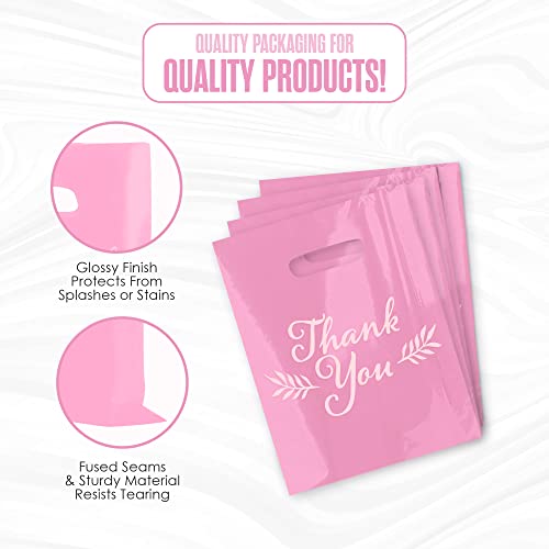 Thank You Bags, Merchandise Bags, Small Business, Pink, Bulk 100PK, 16”x18” - color: Pink, size: 16" x 18"