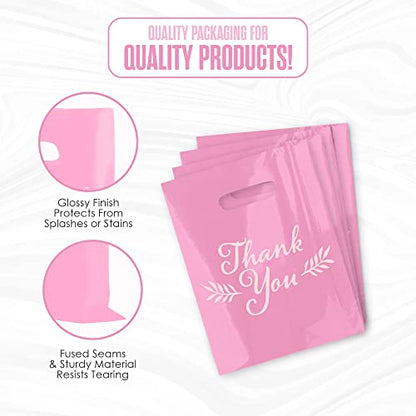 Thank You Bags, Merchandise Bags, Small Business, Pink, Bulk 100PK, 16”x18” - color: Pink, size: 16" x 18"