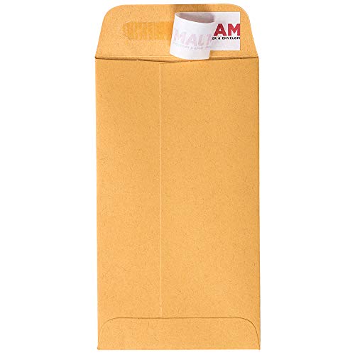 JAM PAPER #6 Coin Business Envelopes with Peel and Seal Closure - 3 3/8 x 6 - Brown Kraft Manila - 100/Pack - color: Pack of 100, size: 3.375 x 6 in Coin