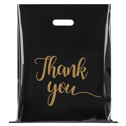 Ohuimrt Thank You Bags for Small Business, 15”x18”, Black, 100 PCS - style: 15 X 18 Inches