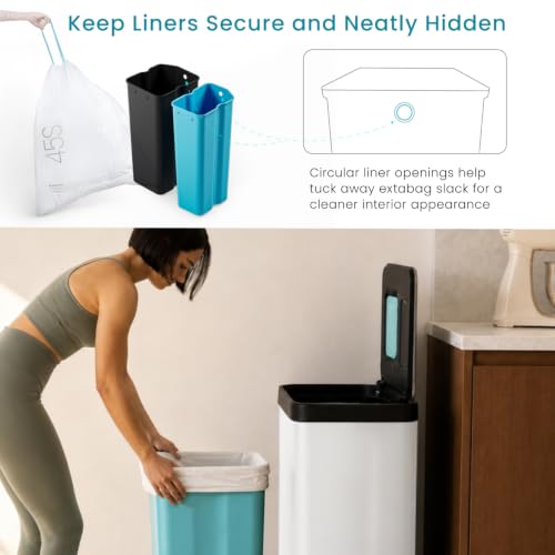 Home Zone Living 19 Gallon Kitchen Trash Can with Dual Compartments - color: White, size: 19 Gallon