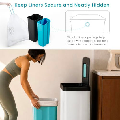 Home Zone Living 19 Gallon Kitchen Trash Can with Dual Compartments - color: White, size: 19 Gallon