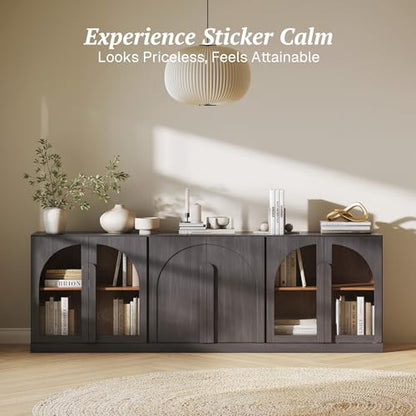 BELLEZE Bijou 3-Piece Modular Sideboard Buffet Cabinet - Ebony - color: Bijou Ebony Aab