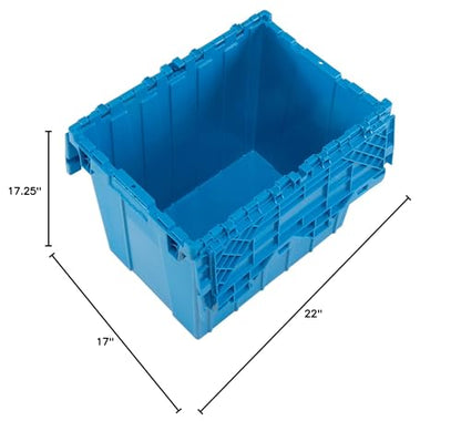 Global Industrial Distribution Container With Hinged Lid, 21-7/8x15-1/4x17-1/4, Blue - color: Blue