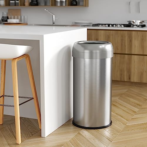 iTouchless 16 Gallon / 61 Liter Dual-Deodorizer Trash Can and Recycle Bin, Stainless Steel Commercial Grade Large 10 Inch, Home, Restaurant, Restroom, Office, Open Top, Round - color: Stainless Steel 16 Gal