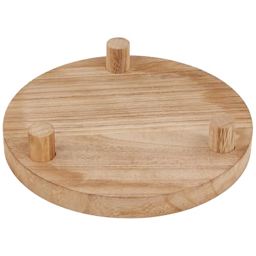 HOZEON 4 PCS Wooden Display Risers, Round Wooden Pedestal Stand for Dessert Display, Kitchen Organization, Retail Display and Home Decor(4 Sizes, Light Brown)