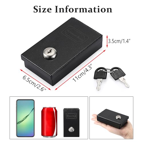 Metal Box for Gambler, Winners Bank Casino Box with Slot and Key - color: Black