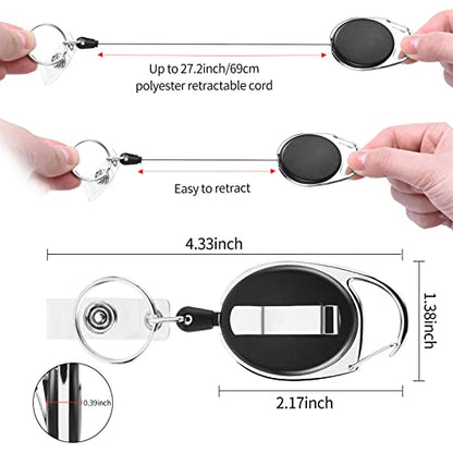moeverEX 5 Pack ID Badge Holder, Badge Holder Retractable Clip - size: Black-5pcs with ID hold