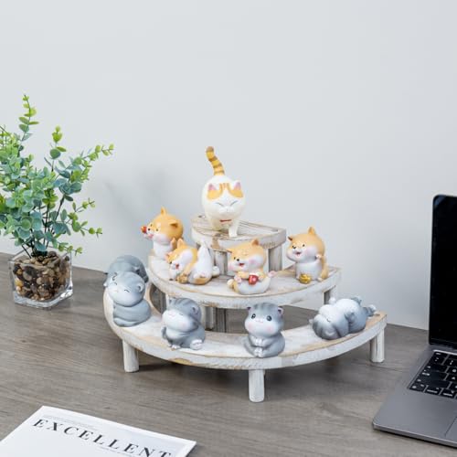 MyGift 3 Tier Wooden Display Riser Stand Whitewashed Dessert Shelf - color: Whitewashed