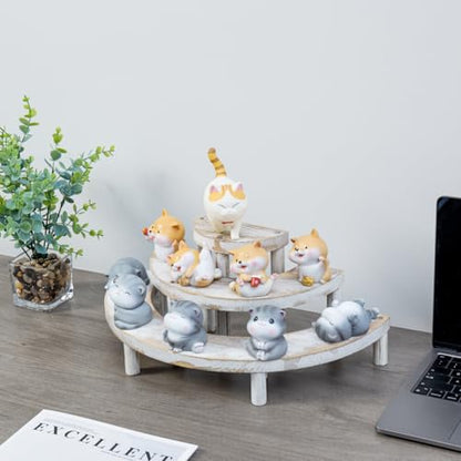 MyGift 3 Tier Wooden Display Riser Stand Whitewashed Dessert Shelf - color: Whitewashed