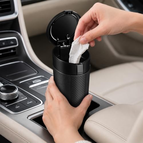 Car Trash Can with Lid, Leakproof, Mini, 2 Pack, Black - color: Black 02