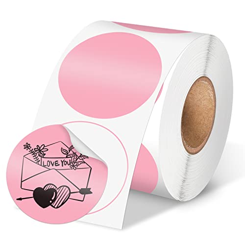 Phomemo Genuine 2” Pink Circle Thermal Labels, 2x2 Self-Adhesive Round Sticker Label, Circular Direct Labels Compatible with Phomemo Shipping Labels Printer, 750 Labels/Roll, White,Commercial Grade - color: Pink-750