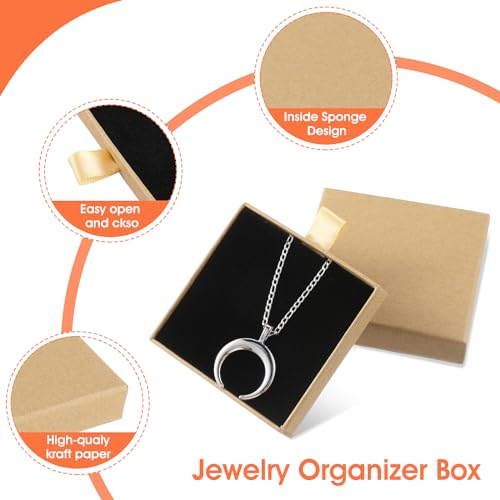 Yolev 2 Pack Jewelry Gift Boxes, 2.9x3.1x0.7Inch Small Gift Boxes for Bracelets Earrings Necklaces (Light Brown) - color: Kraft Paper