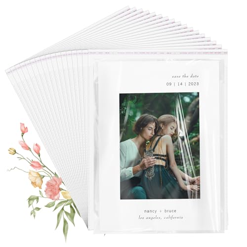 100 Pack 8x10" Clear Cellophane Bags for Shirts, Gift Wrapping, Artwork - size: 8x10 Inch
