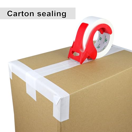 BOMEI PACK Packing Tape with Red Dispenser White Packaging Tape for Shipping Moving Strong Sealing Adhesive Industrial Depot Tapes for Storage 1.88 inch x 60 Yards, 6 Rolls - color: white