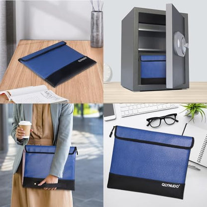 4200°F Fire Proof Box Alternative, A4 Document Organizer & Paper Safe - color: Blue, size: Large 11x13.3"