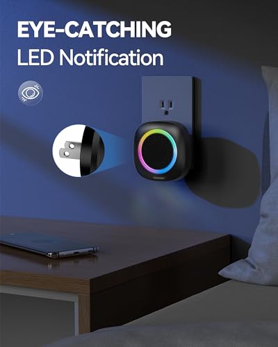 TECKNET Plug-in Wireless Doorbell with RGB Lighting & 1300 Feet Range,IP66 Waterproof Doorbell for Home/Classroom/Office/Business,60 Chimes,5-Level Volume,4.5-Year Battery Life(Black) - color: Black 1 Receiver+1 Button