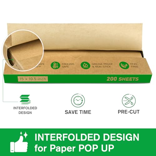 EcoDispose Precut POP UP Deli Paper Sheet, 200 Pack, 15" x 10.5", Kraft - color: Kraft, size: 15“x10.5”