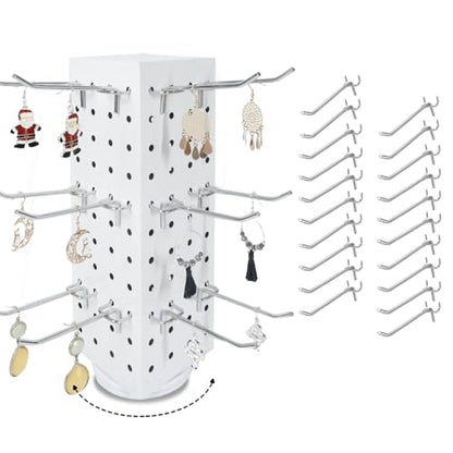 Keychain Display Stand，4 x 4 x 12 Inches，Spinning Display Stand (White) - color: White