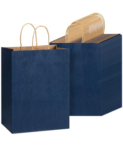 Mr. Pen- Paper Gift Bags with Handles, 32 Pack, 7.6" x 4.7" x 10.6" - color: Navy Blue, size: 32 Pack