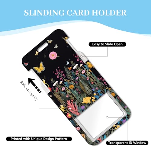 Hancynir Butterfly Lanyard for Id Badge, Badge Holder Retractable Reel Clip - color: Butterfly Floral