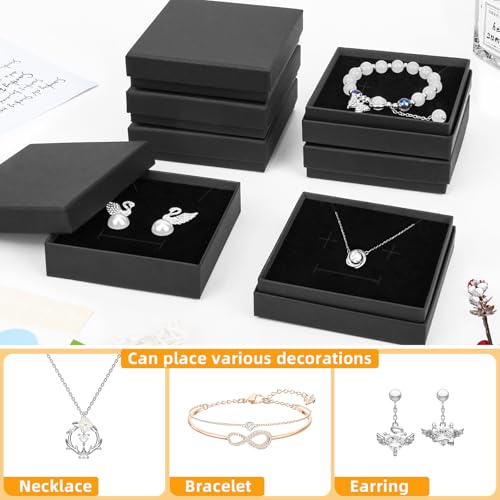 Small Jewelry Boxes, 20 Pack 3.5x3.5x1 Inch Jewelry Gift Boxes, Velvet Sponge Cardboard Gift Boxes for Jewelry Earrings Necklaces Bracelets(Black) - color: Black, size: 3.5x3.5x1 Inch (Pack of 20)