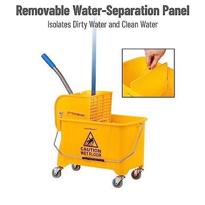 Mind Reader 5.5-Gallon Mop Bucket with Wringer for Small Mops, Yellow - size: Mop Bucket Only