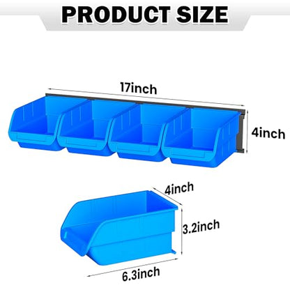 Ultrawall Wall Mounted Storage Bins, Plastic Hanging Storage Organizer Bins - color: Blue