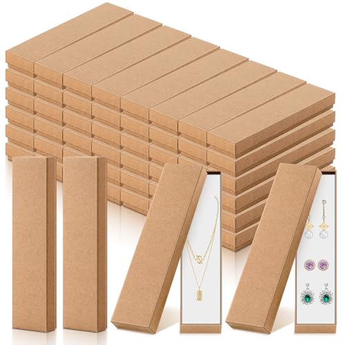 Nosiny 100 Pack Kraft Jewelry Boxes 8x2x1 Necklace Bracelet Gift Boxes