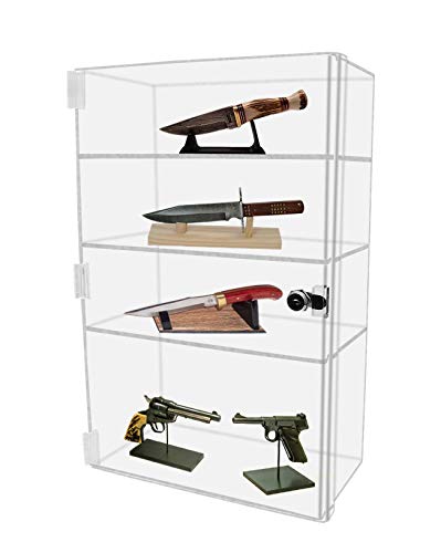 Marketing Holders Countertop Clear Acrylic Cabinet Free Standing Vertical Three Shelf 12" x 6" x 19" Locking Display with Two Keys Retail Merchandise Showcase Storage Multi Level Cupboard - size: 12"W x 6"D x 19"H