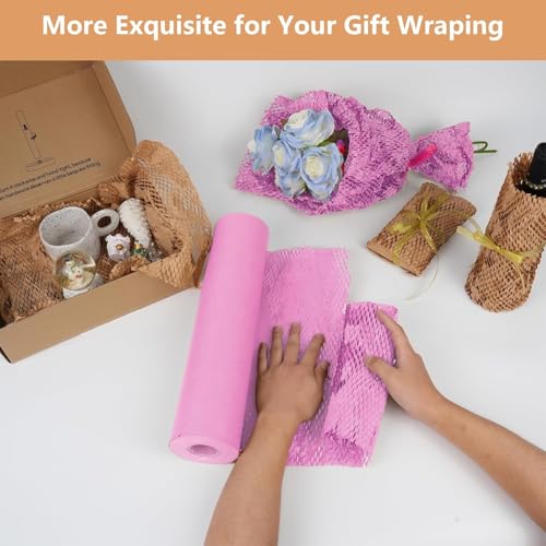 Pink Honeycomb Packing Paper, 12" x 100 ft, Gift Wrapping Paper - color: Pink, size: 12 Inch x 100 Feet