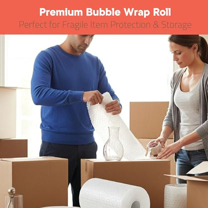 Bubble Wrap for Packing & Moving 1 Pack, 72 FT x 12” Bubble Cushioning Wrap with 3/16” Small Bubbles & 10 Fragile Stickers, Tear-Perforated Every 12”, Lightweight Protective Packaging for Moving - size: Small