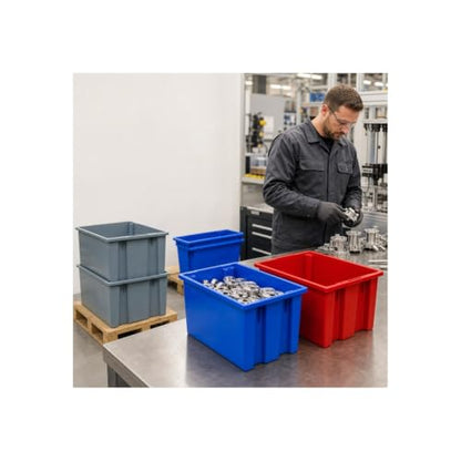 QUANTUM STORAGE SYSTEMS SNT180RD Genuine Stack and Nest Tote, Heavy-Duty Polypropylene Container for Warehouse, Shipping & Storage, 18" x 11" x 6", Red, 6-Pack