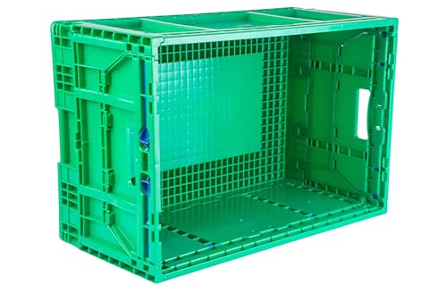 Hudson Exchange 23.62 x 15.75 x 11.81" (3 Pack, 15.2 Gallon) Collapsible Straight Wall Handled Storage Container Tote, Green - color: Green, size: 3 Pack