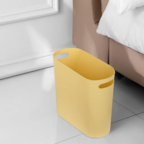 rejomiik Small Bathroom Trash Can, 3.5 Gallon Slim Garbage Can, Yellow - color: Yellow, size: 1 pack