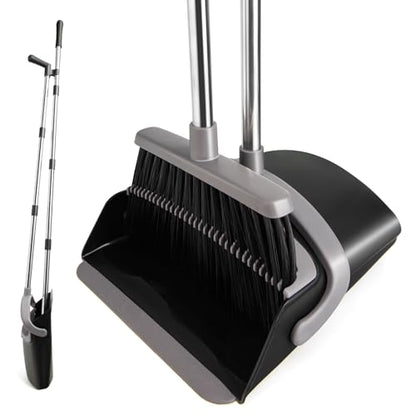 Broom and Dust Pan Combo Set,51.2" Long Handle,Charcoal - color: Charcoal 1-pack