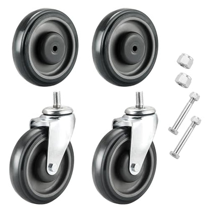 MYFULLY 5" Shopping Cart Caster Wheels 4-Pack with Hardware, Grey - style: Grey