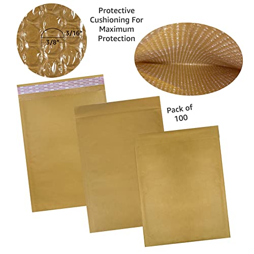 Kraft bubble mailers for Business packaging shipping and mailing (100, #5-10.5" x 16") - size: #5 - 10.5" x 16"