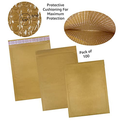 Kraft bubble mailers for Business packaging shipping and mailing (100, #5-10.5" x 16") - size: #5 - 10.5" x 16"