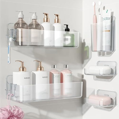 Nieifi Adhesive Shower Shelves, Clear, 5 Pieces - color: A-Clear, size: 5 pieces