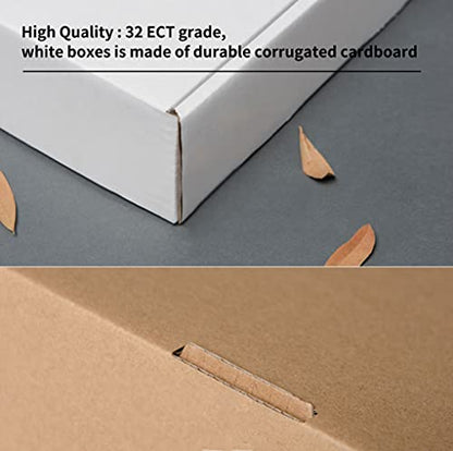 SNOGSWOG 28 Pack 10x8x3 inches Shipping Boxes, White Corrugated Cardboard Box Literature Mailer - size: White 10x8x3 Inches