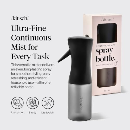 Kitsch Continuous Spray Bottle for Hair – Black, 150ml - color: Black