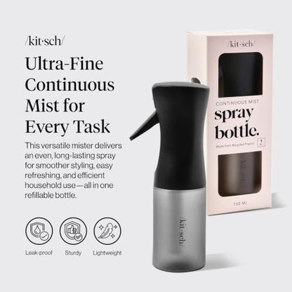 Kitsch Continuous Spray Bottle for Hair – Black, 150ml - color: Black