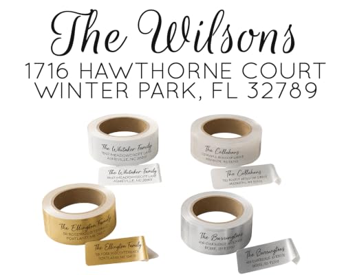 Custom Return Address Labels on a Roll, Personalized Mailing Labels, 2.5" x 0.75", Self-Adhesive Address Stickers, 50 to 500 Labels, Optional Clear Label Dispenser (Handwritten)