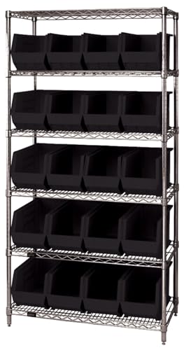 Quantum Storage QUS265 Ultra Stack and Hang Bins - 18" x 8-1/4" x 9" - 6 Pack - color: Black