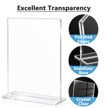 MaxGear 12 Pack Acrylic Sign Holder 5x7 inch Double-Sided Display, Vertical - size: 5"x7"- 12 Pack