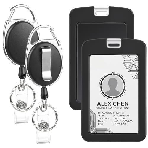 2 Pack Retractable Badge Holder with Silicone Id Card Holder Reel - style: 2 Set Silicone Material