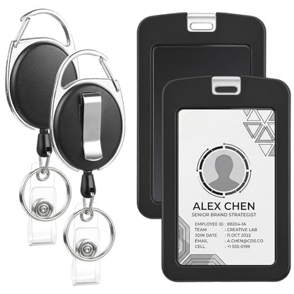 2 Pack Retractable Badge Holder with Silicone Id Card Holder Reel - style: 2 Set Silicone Material